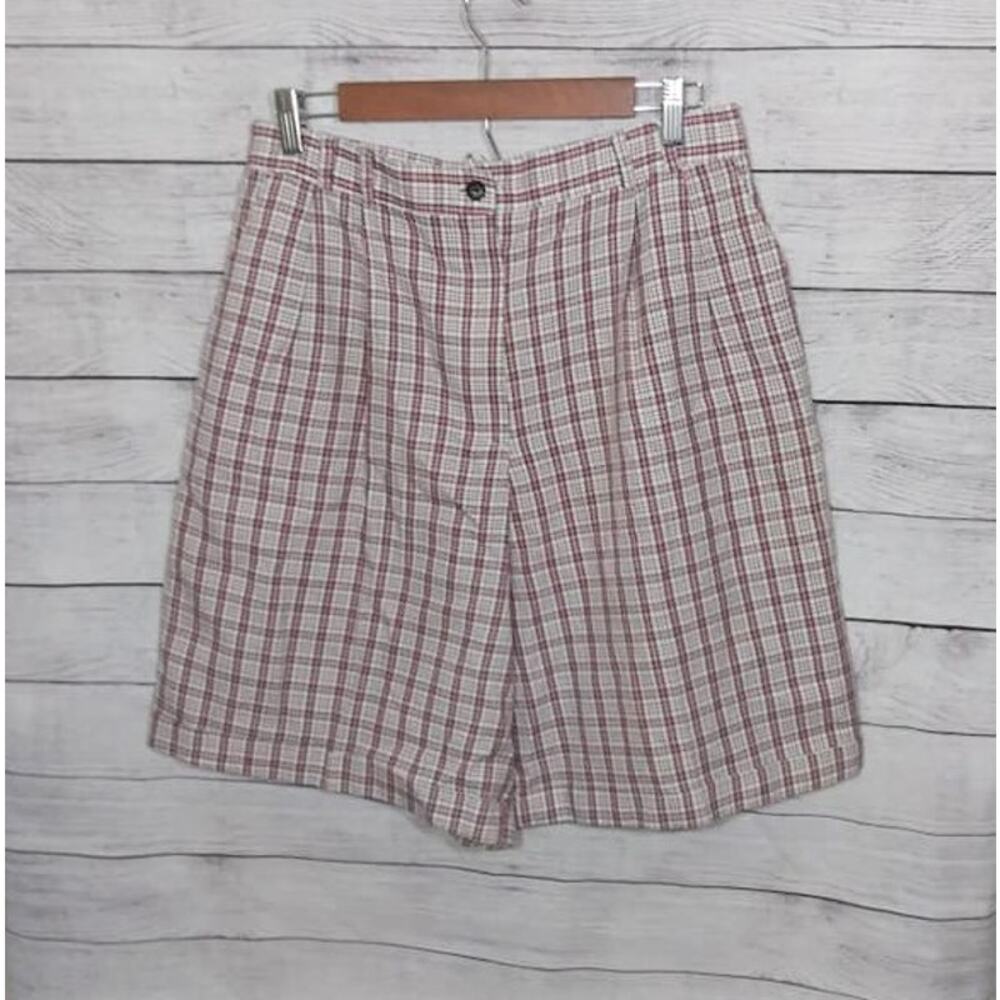 Vintage Lloyd New York Red, Black, & White  Plaid Hi Rise Grandma Shorts Sz 12